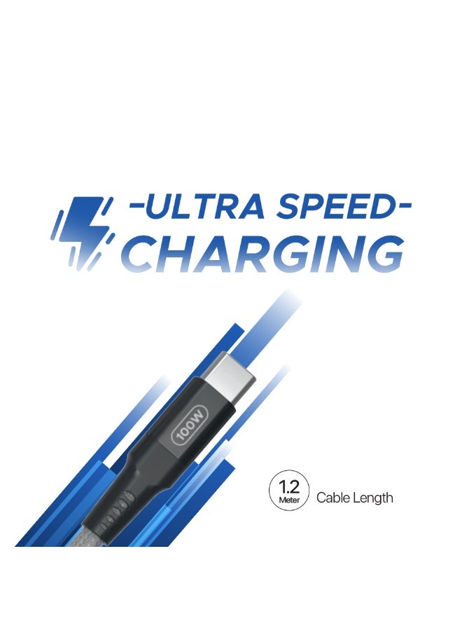Lycka P Cord C100 – 100W Type-C to Type-C Fast Charging & Data Transmission Cable (1.2 M) - Image 1